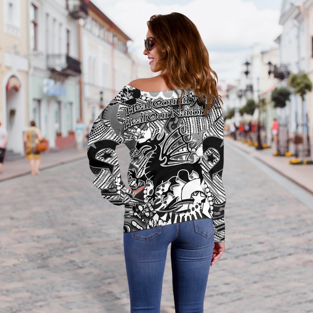 Naidoc St. George Illawarra Dragons Women's Off Shoulder Sweater Naidoc Patterns White Style