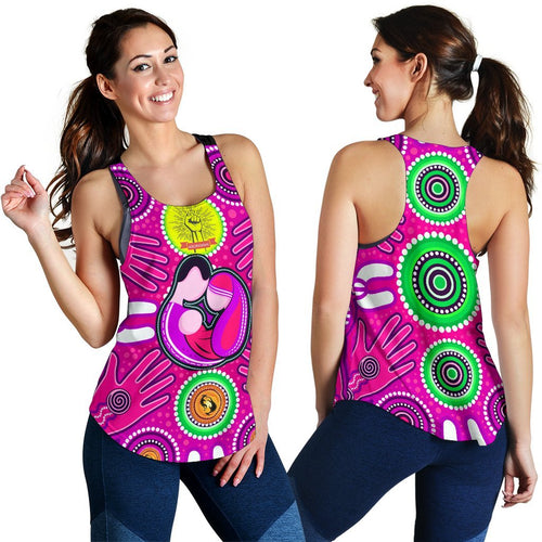 Racerback Tanks - Aboriginal Family With Dot Painting art - Vibe Hoodie