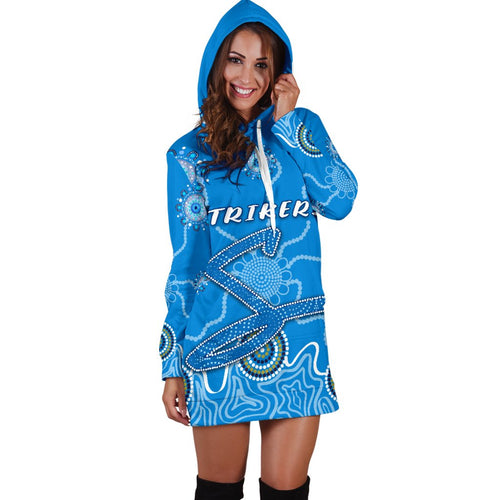Strikers Women Hoodie Dress Indigenous Blue Energy - Vibe Hoodie
