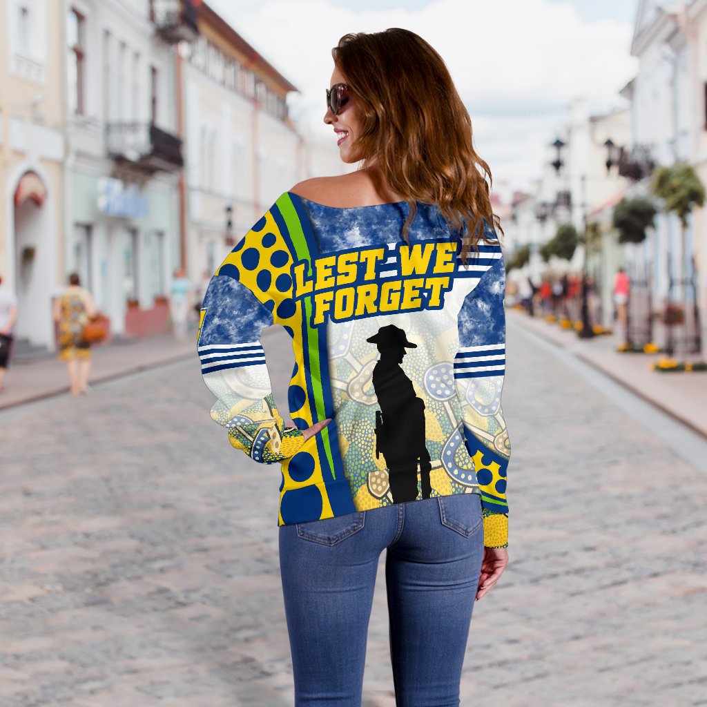 Eels Rugby Women's Off Shoulder Sweater Indigenous Anzac Day - Vibe Hoodie