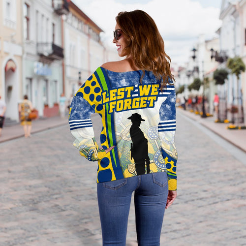 Eels Rugby Women's Off Shoulder Sweater Indigenous Anzac Day - Vibe Hoodie