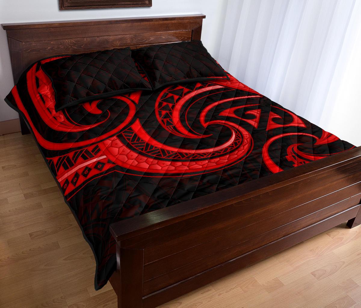 new-zealand-maori-mangopare-quilt-bed-set-polynesian-red