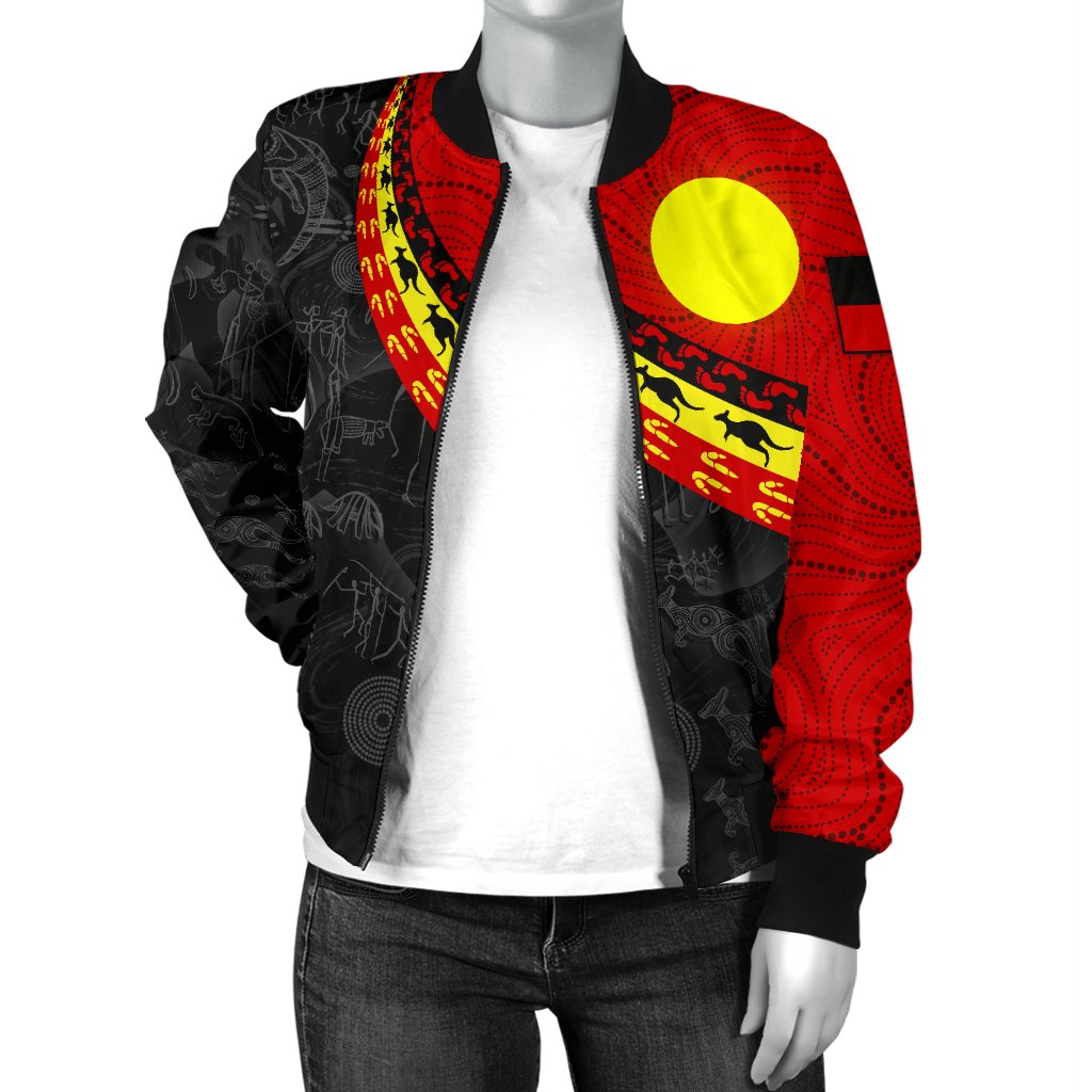 aboriginal-womens-bomber-jacket-indigenous-flag-circle-dot-painting