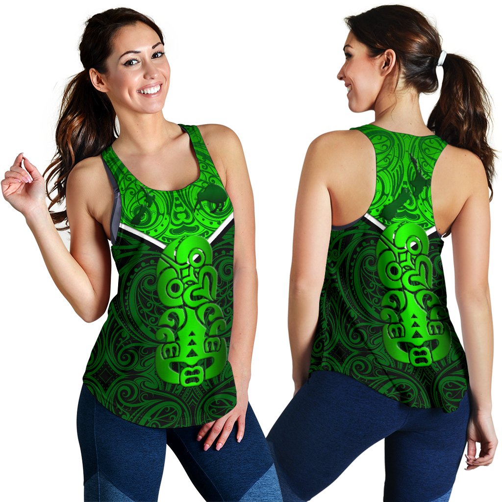 New Zealand Maori Rugby Women Racerback Tank Pride Version - Green - Vibe Hoodie