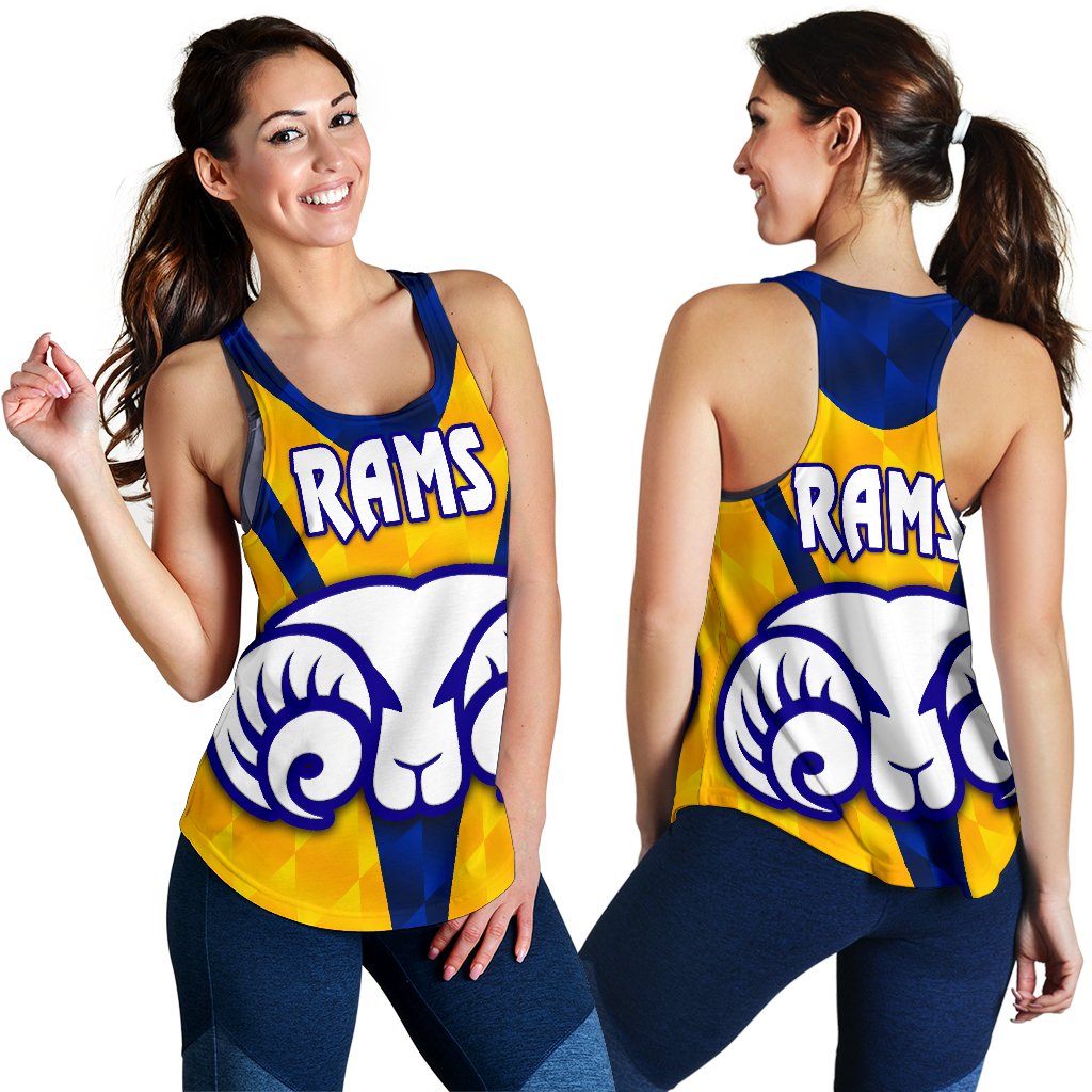 Adelaide Women's Racerback Tank Rams Merino Original - Yellow - Vibe Hoodie