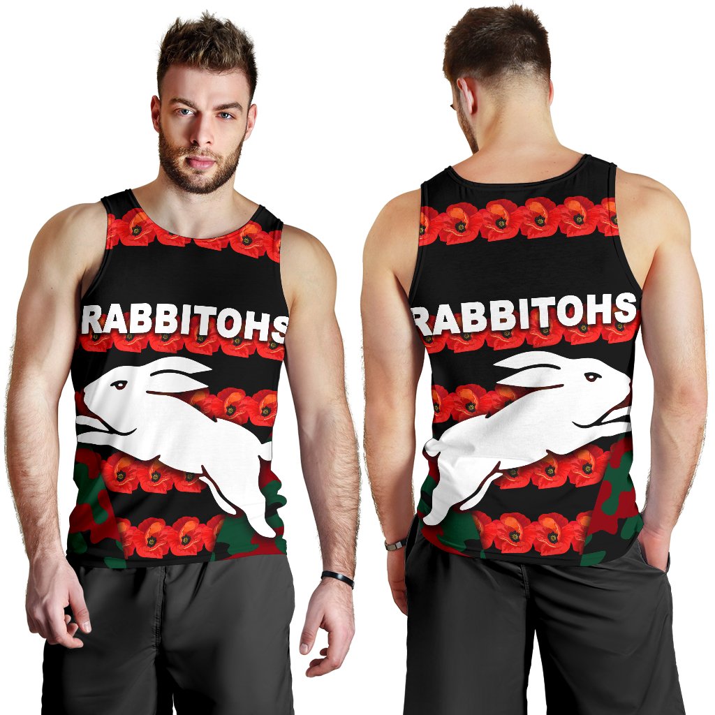 south-sydney-rabbitohs-mens-tank-top-anzac-day-poppy-flower-vibes