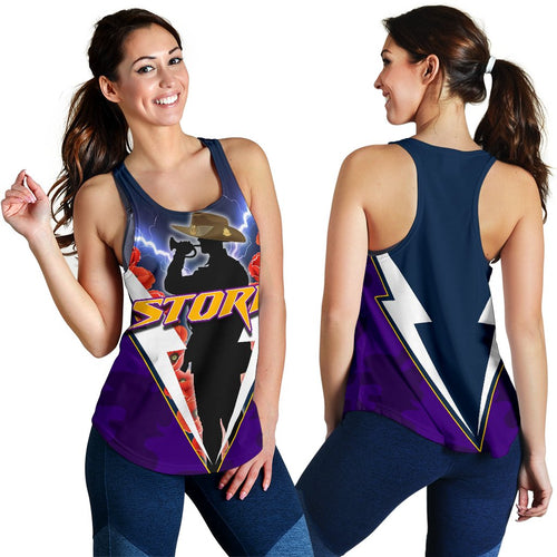 Melbourne Women's Racerback Tank Storm Anzacday - Vibe Hoodie