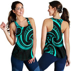 New Zealand Maori Mangopare Women Racerback Tank Polynesian - Turquoise - Vibe Hoodie