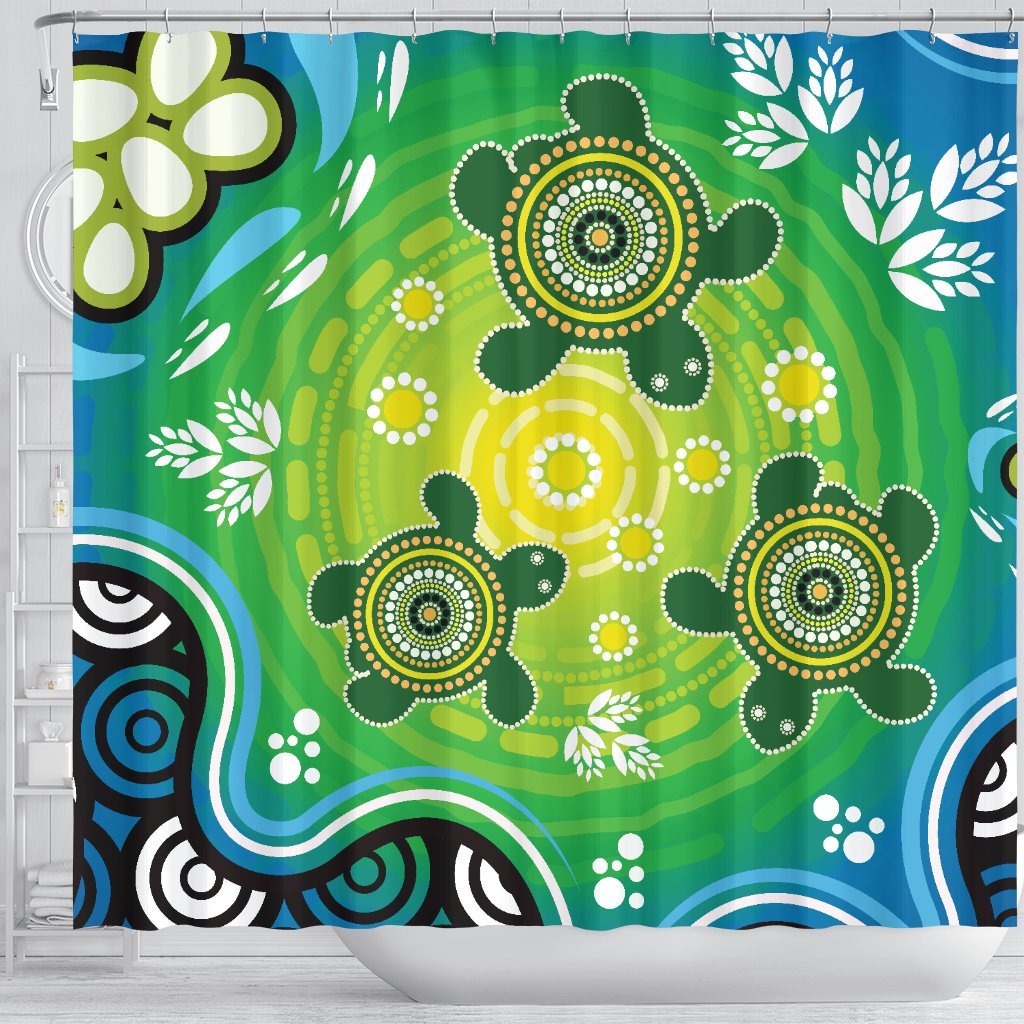 aboriginal-shower-curtain-indigenous-green-turtle