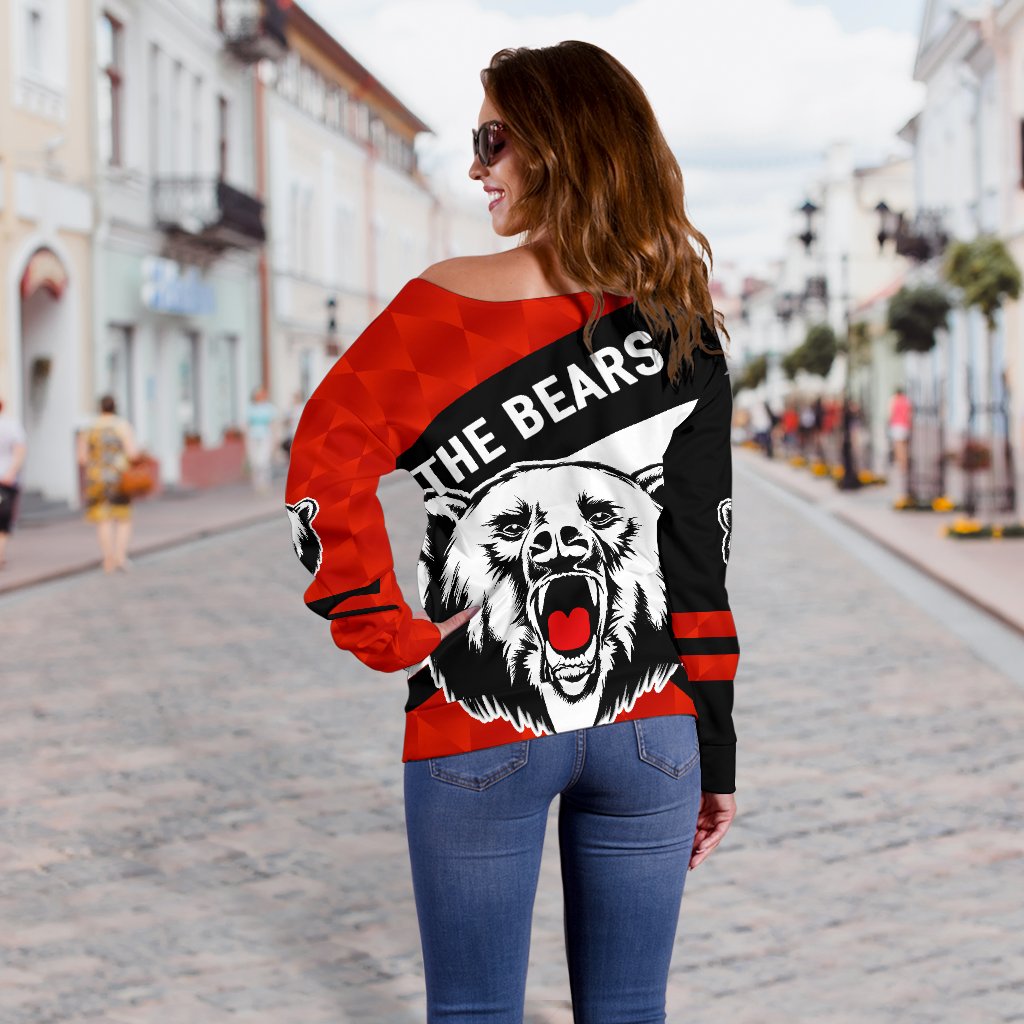 North Sydney Women Off Shoulder Sweater The Bears Sporty Style - Vibe Hoodie