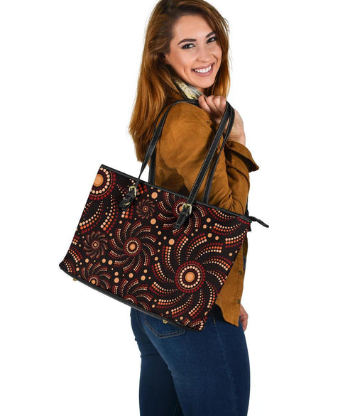 leather-tote-bag-aboriginal-circle-dot-painting-patterns
