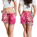 Aboriginal Women's Short - Sea Turtle With Indigenous Patterns (Pink) - Vibe Hoodie