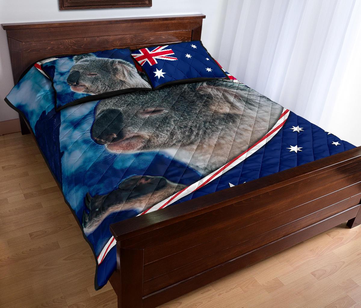 quilt-bed-set-australian-flag-and-coat-of-arms-quilt-cover-set-koala-3d