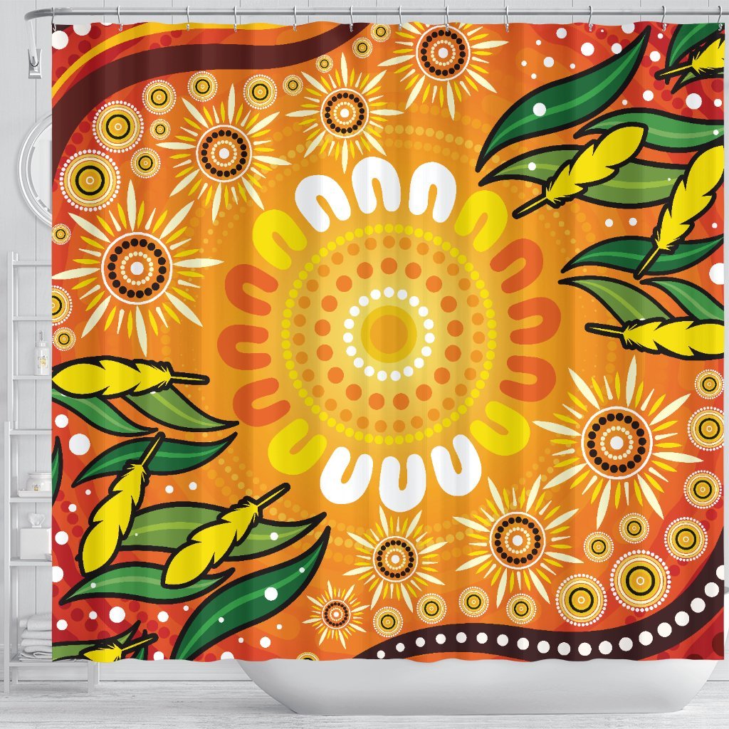 aboriginal-shower-curtain-indigenous-circle-leaf-patterns