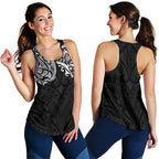 New Zealand Women'S Racerback Tank, Maori Polynesian Tattoo White - Vibe Hoodie