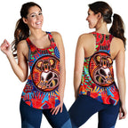 Aboriginal Women's Racerback Tank, Koala and Hand Art Dot Painting Tank Top - Vibe Hoodie