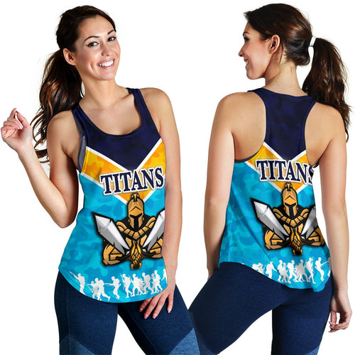 Gold Coast Women Racerback Tan Titans Gladiator Anzac Vibes - Vibe Hoodie