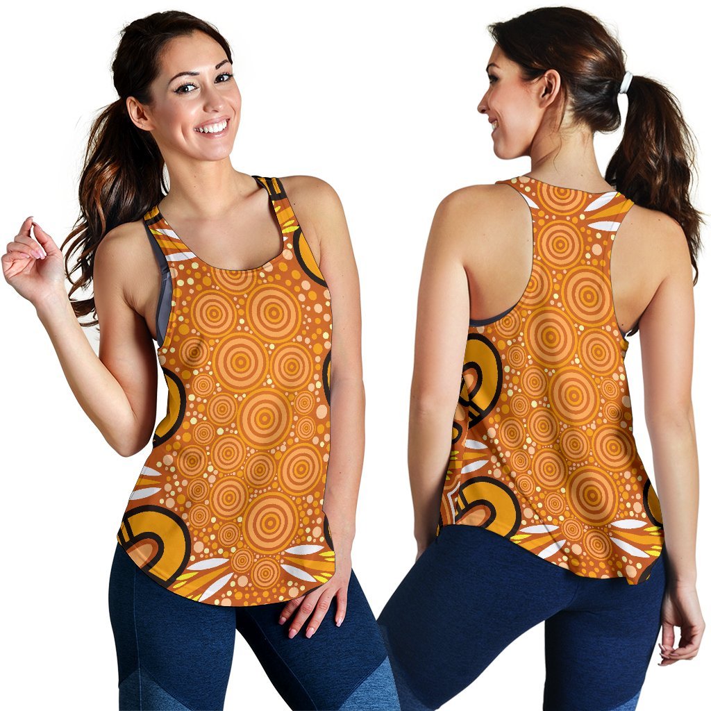 Aboriginal Women's Racerback Tank - Indigenous Art Patterns Ver03 - Vibe Hoodie