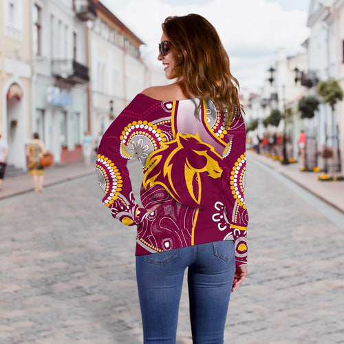 Broncos Indigenous Off Shoulder Sweater Brisbane Strong - Vibe Hoodie