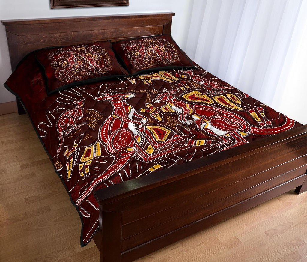 aboriginal-quilt-bed-set-kangaroo-family-with-hand-art