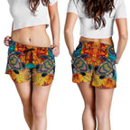 Aboriginal Women's Shorts - Turtle Indigenous Art - Vibe Hoodie