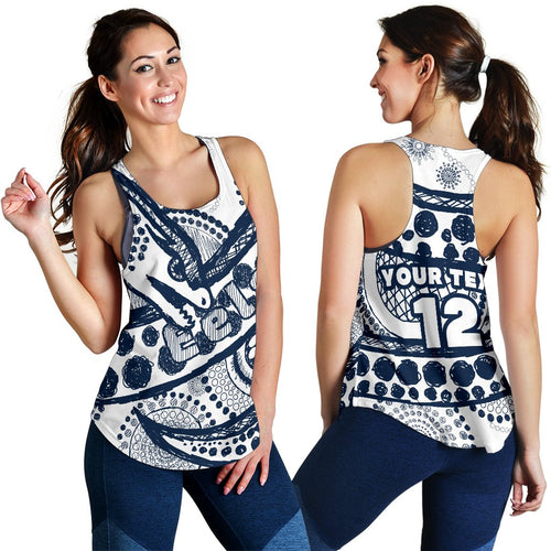 (Custom Personalised) Eels Rugby Women's Racerback Tank Line Art Special Version - Vibe Hoodie