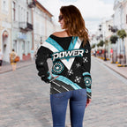 We Are Port Adelaide Women Off Shoulder Sweater Power - Vibe Hoodie