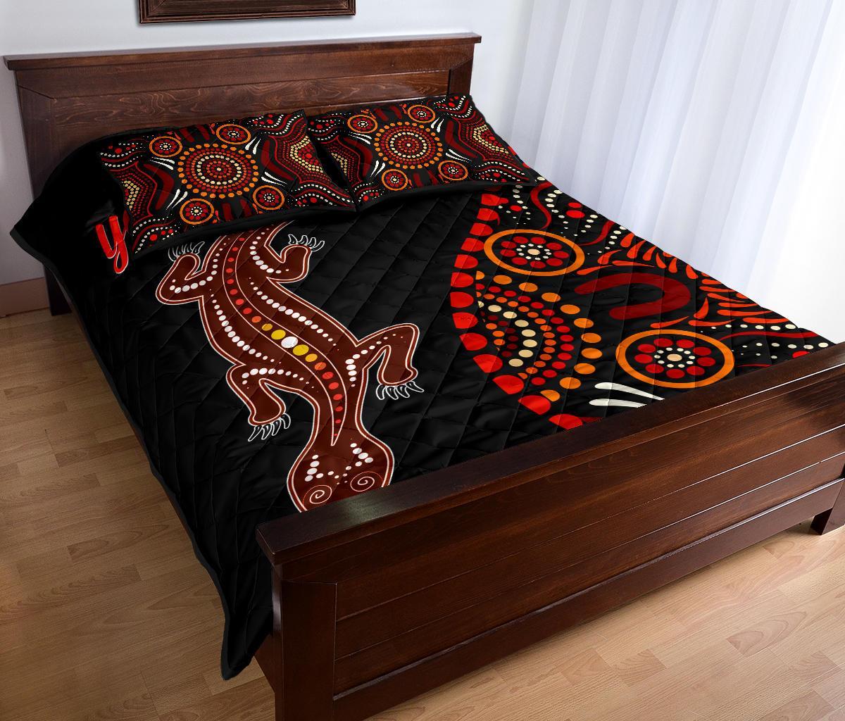aboriginal-personalised-quilt-bed-set-aboriginal-lizard-with-dot-painting-pattern