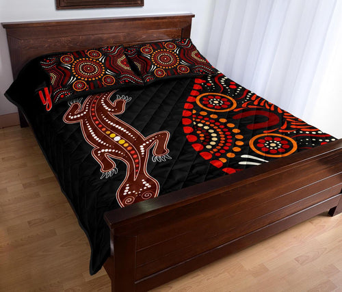 aboriginal-personalised-quilt-bed-set-aboriginal-lizard-with-dot-painting-pattern