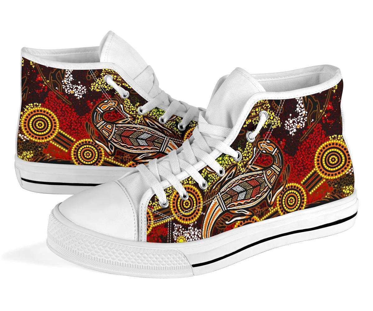 aboriginal-high-top-shoe-kangaroo-and-lizard-dot-painting-art-bn18