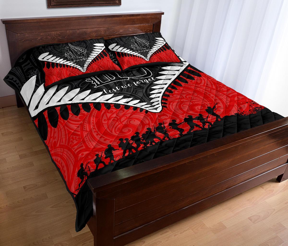 new-zealand-anzac-quilt-bed-set-lest-we-forget-silver-fern-quilt-and-pillow-cover-red