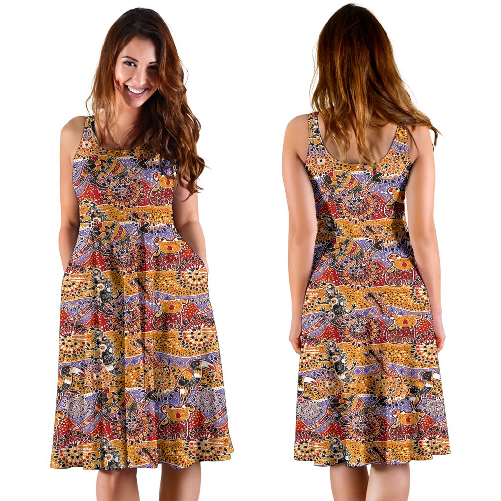 Midi Dress - Aboriginal Patterns Dress Australian Maps - Vibe Hoodie