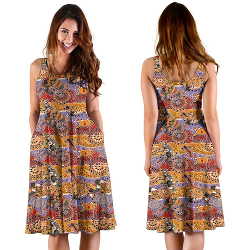 Midi Dress - Aboriginal Patterns Dress Australian Maps - Vibe Hoodie