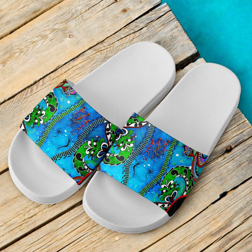 slide-sandals-aussie-indigenous-patterns-blue-white