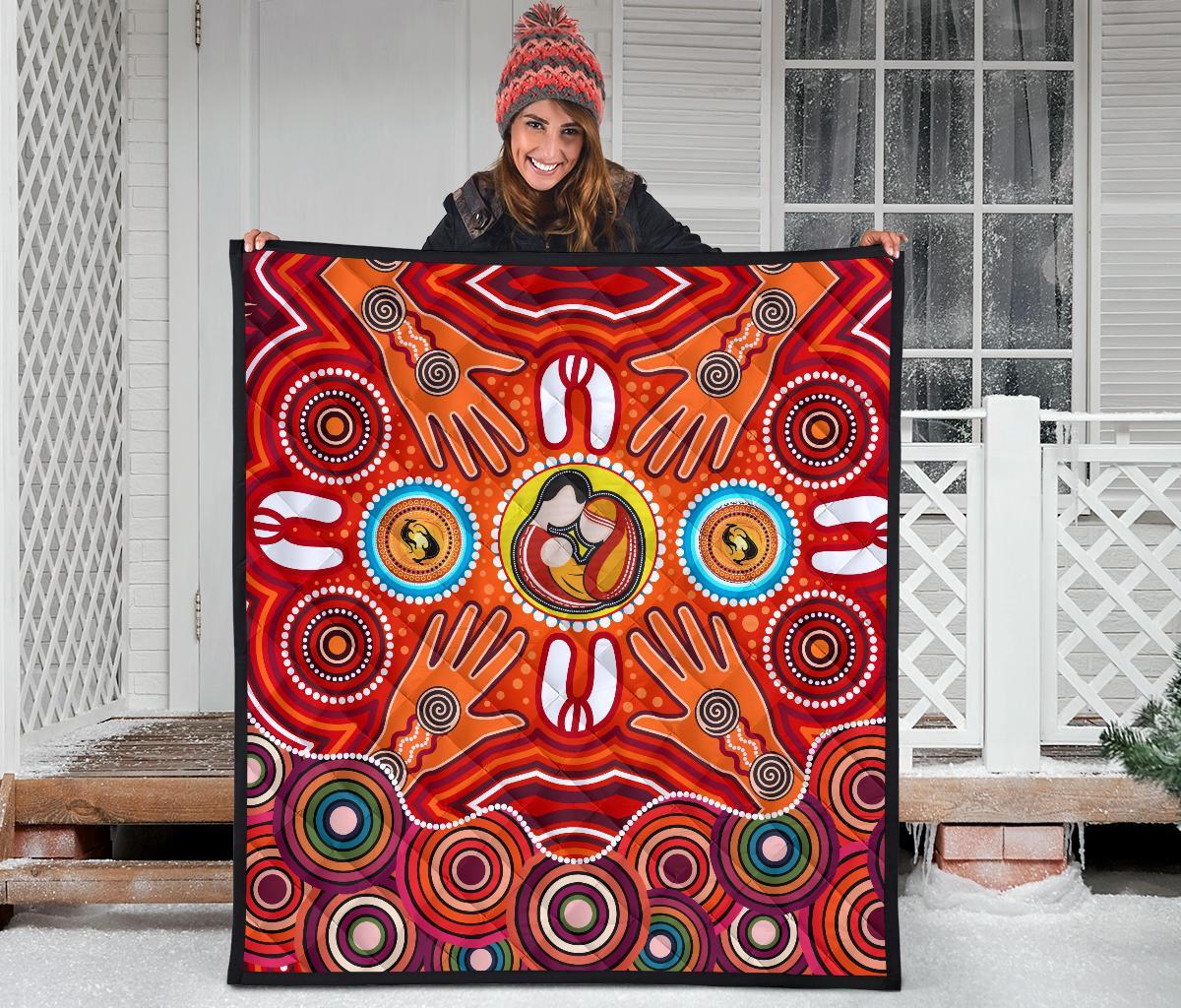 quilts-aboriginal-family-with-dot-painting-art