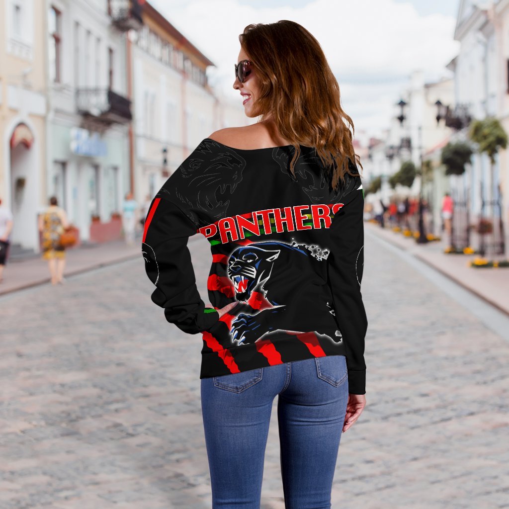 Panthers Women'S Off Shoulder Sweater Claws - Vibe Hoodie