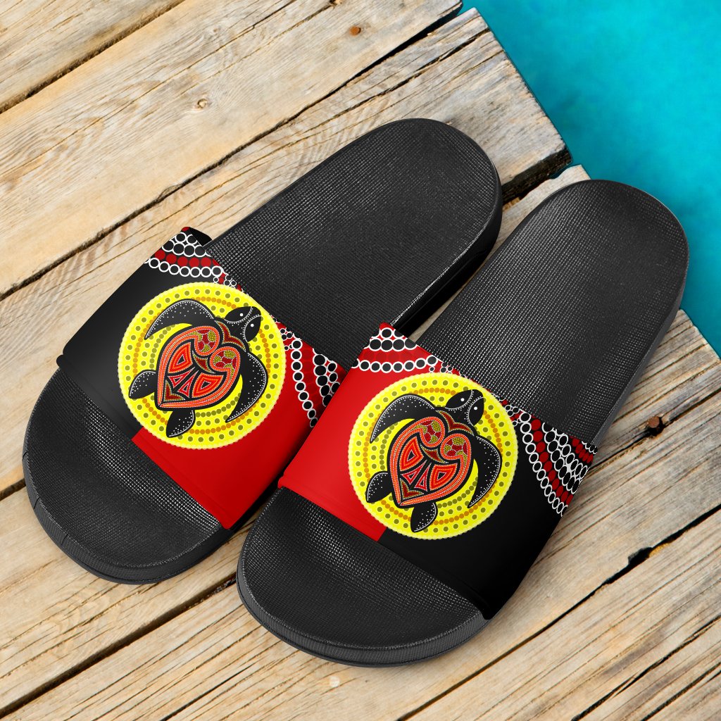 aboriginal-slide-sandals-turtle-footprint-circle-dot-painting
