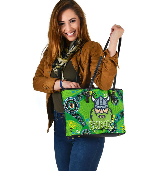 canberra-small-leather-tote-raiders-viking-indigenous