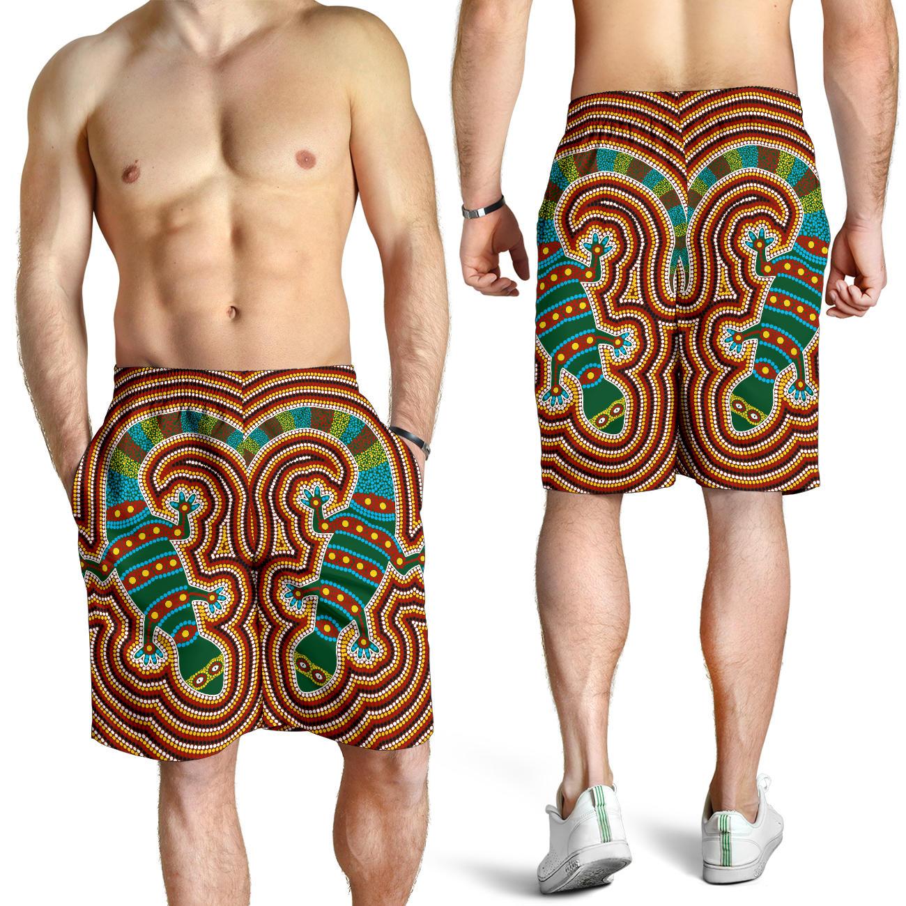 aboriginal-mens-shorts-lizard-dot-painting-patterns