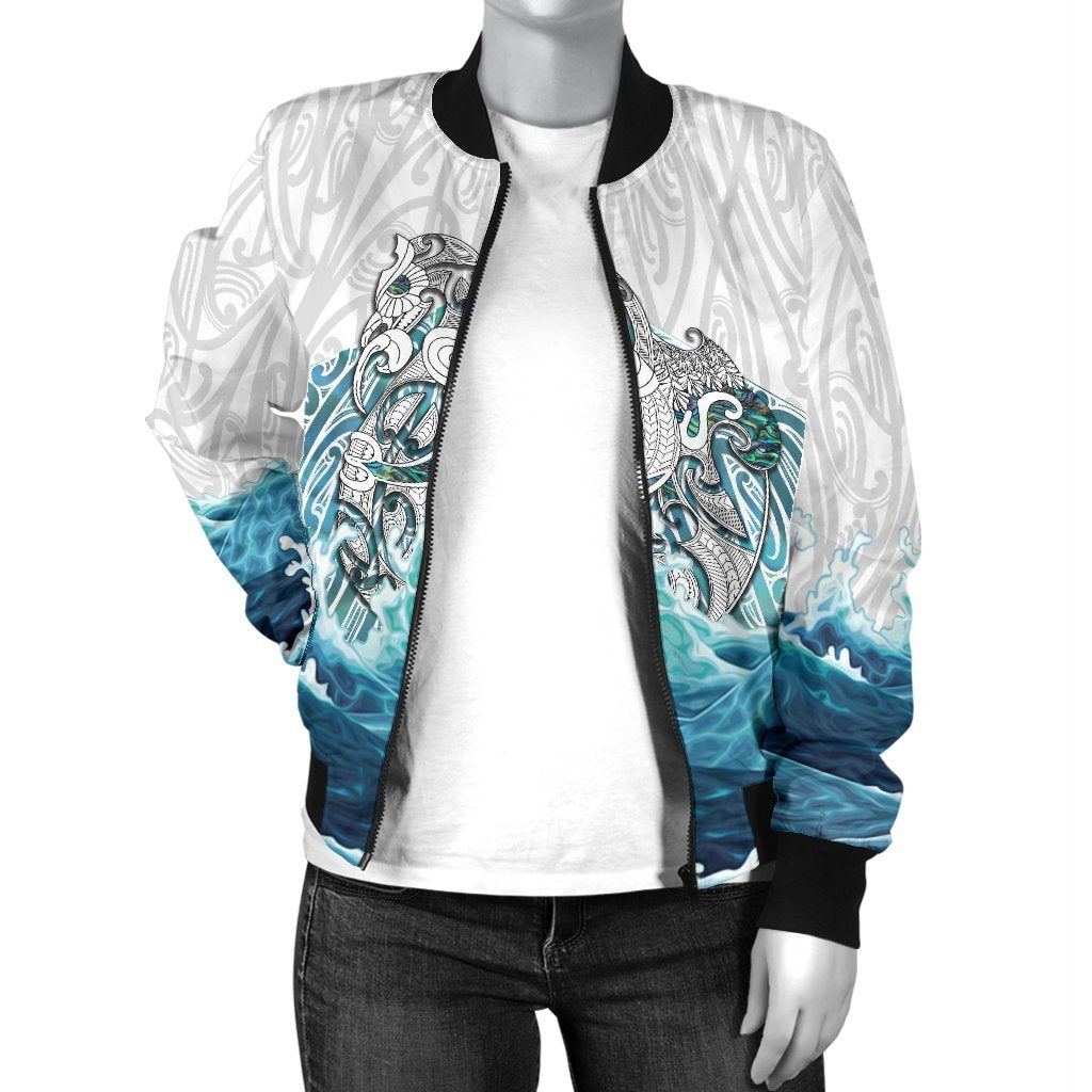 maori-manaia-the-blue-sea-womens-bomber-jacket-white