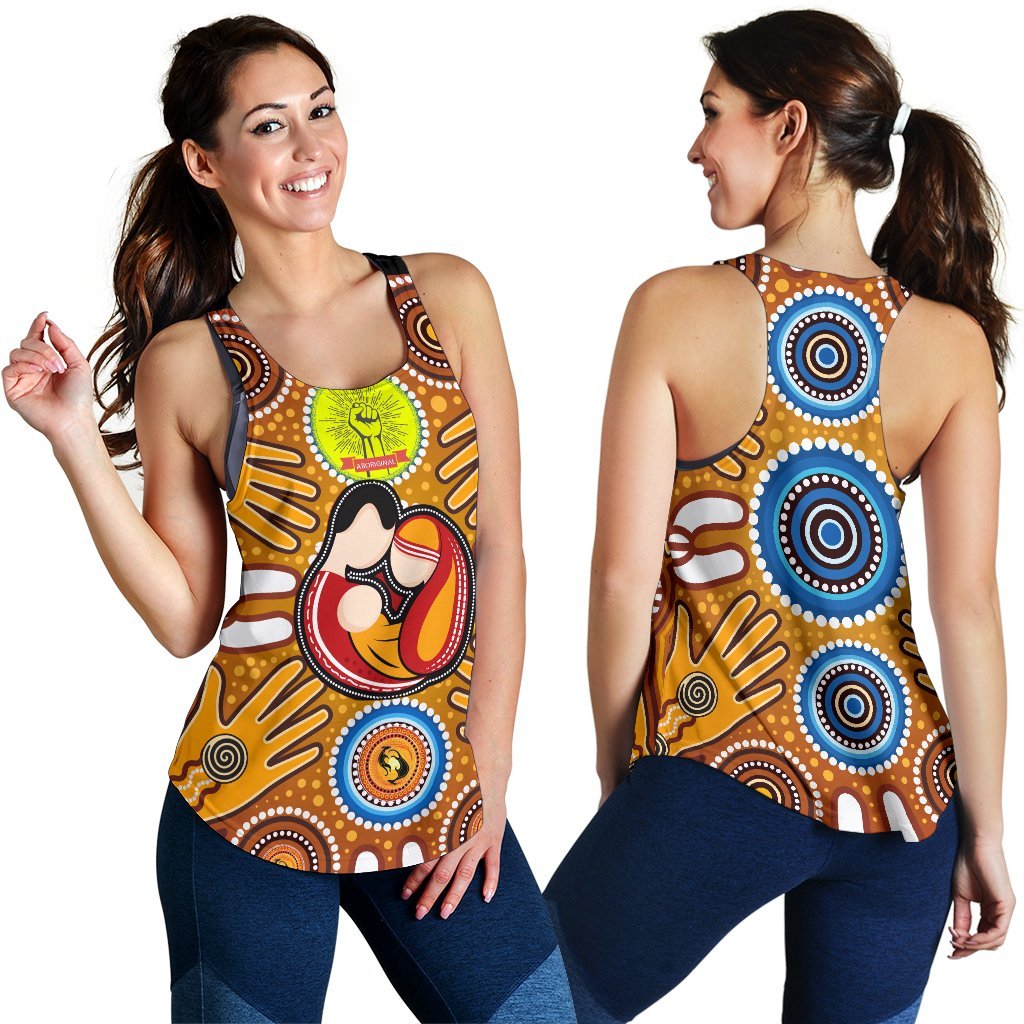 Racerback Tanks - Aboriginal Family With Dot Painting art - Vibe Hoodie