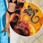 aboriginal-personalised-beach-blanket-couple-aboriginal-lizards