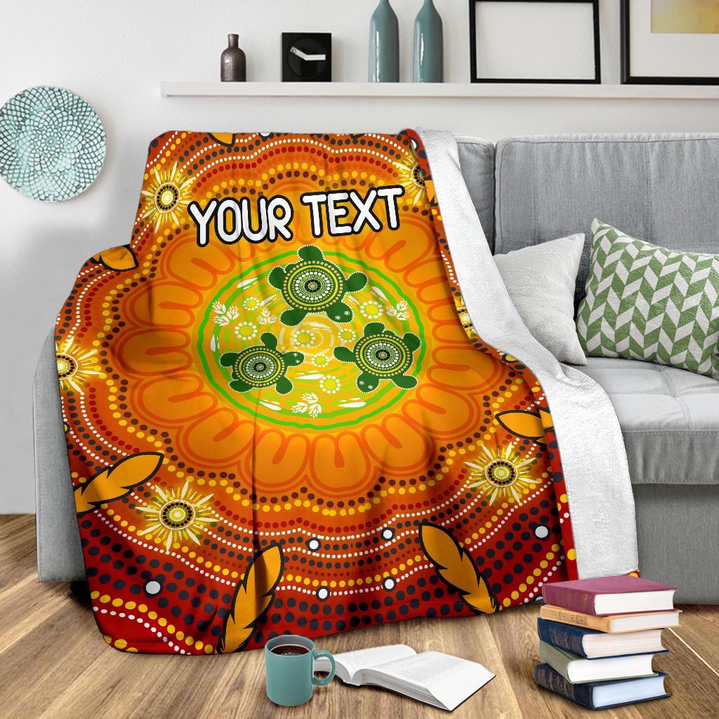 custom-text-aboriginal-premium-blanket-turtle-circle-dot-painting-art