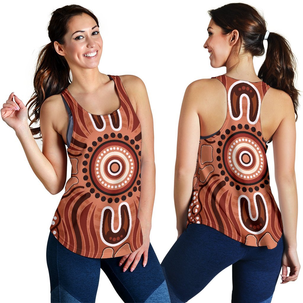Aboriginal Women's Racerback Tank - Indigenous Art Patterns Ver02 - Vibe Hoodie