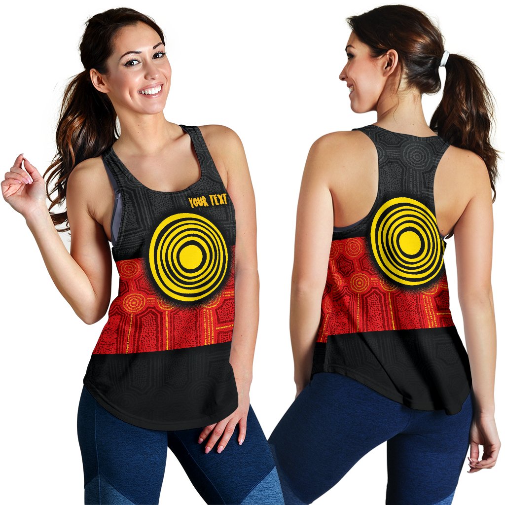 Personalised Aboriginal Women's Racerback Tank - Aussie Indigenous Flag - Vibe Hoodie