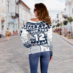 (Custom Personalised) Eels Rugby Women's Off Shoulder Sweater Line Art Special Version - Vibe Hoodie