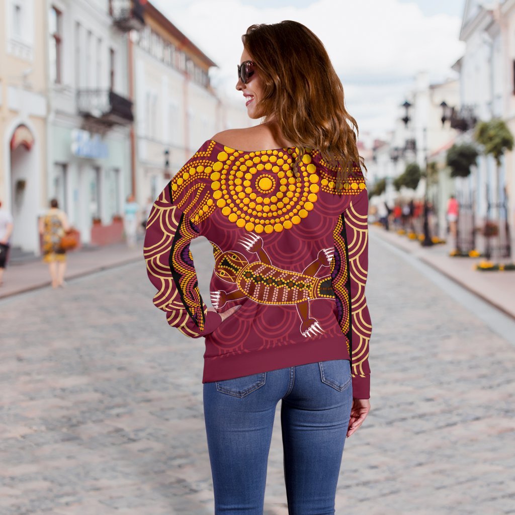 Aboriginal Women's Off Shoulder Sweater - Aboriginal Platypus - Vibe Hoodie