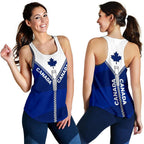 Canada Women Racerback Tank With Straight Zipper Style Blue - Vibe Hoodie