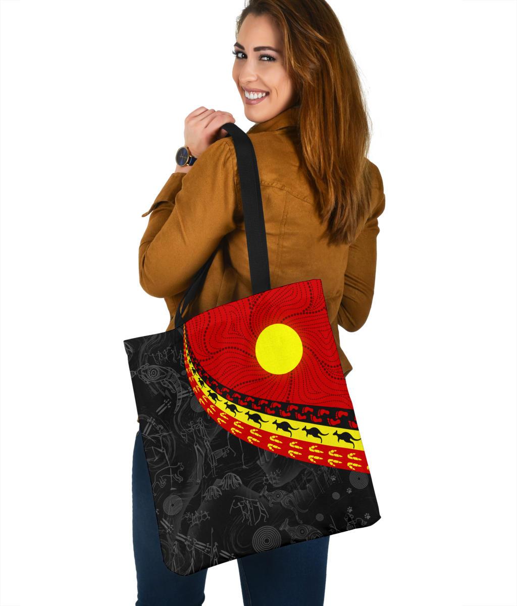 aboriginal-tote-bags-indigenous-flag-circle-dot-painting