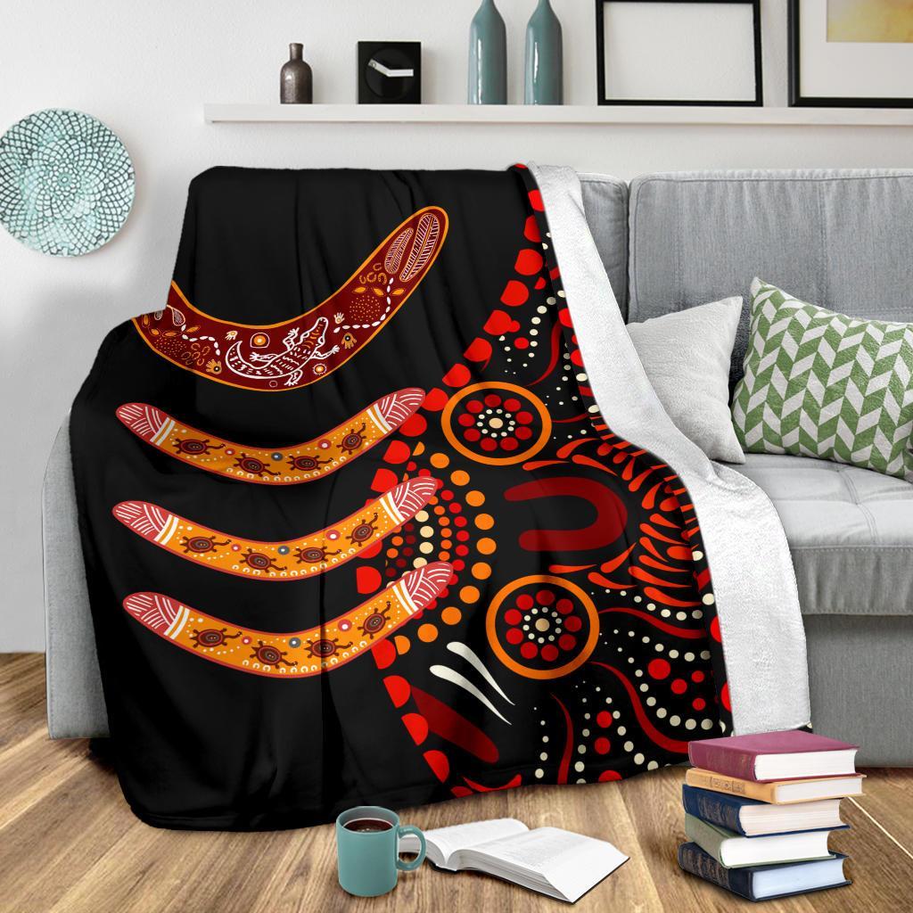 aboriginal-premium-blanket-aboriginal-boomerangs-with-dot-painting-pattern